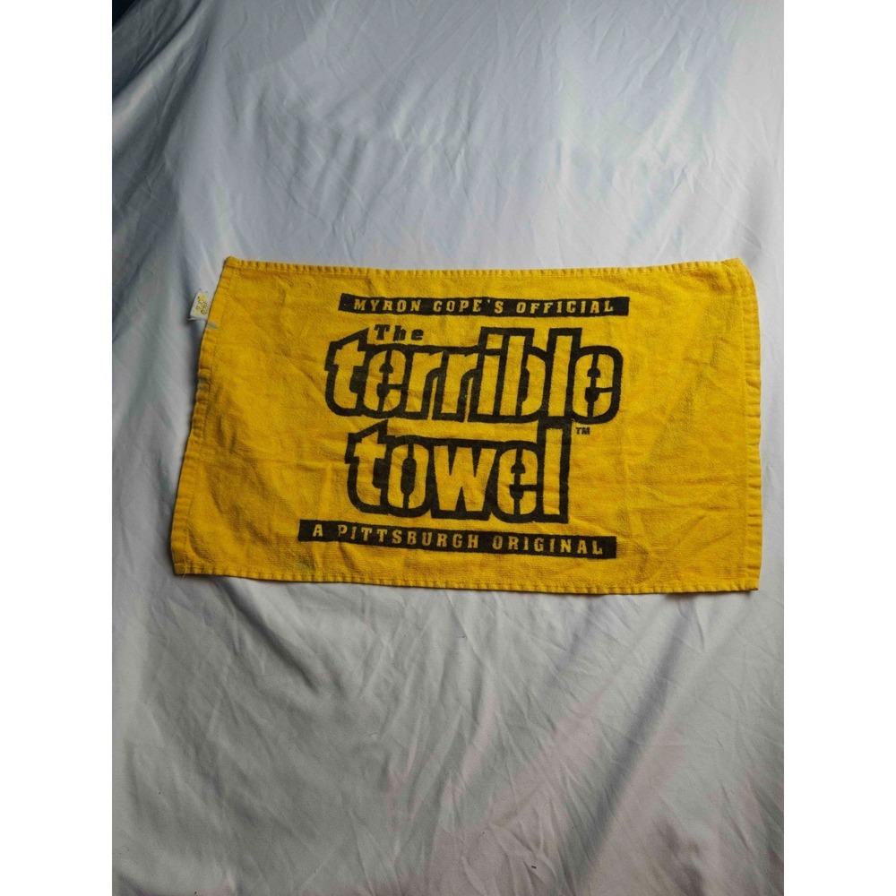 Myron Cope's Official Terrible Towel Pittsburgh Steelers NFL Black Yellow Sporty